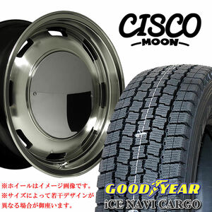 冬4本 195/80R15×6J 139.7-6 +33 グッドイヤーアイスナビカーゴ 2023年 ガルシアシスコムーン メタリックグレーポリッシュ 会社宛送料無料