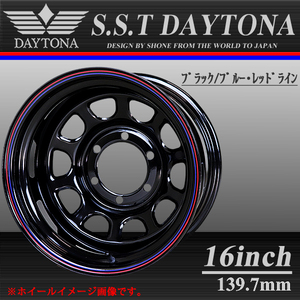 新品 4本価格 会社宛 送料無料 16×8J 6穴 139.7mm ET-25 SHONE SST DAYTONA デイトナブラック 赤青ライン ランクル80 4×4車各種 NO,SH187