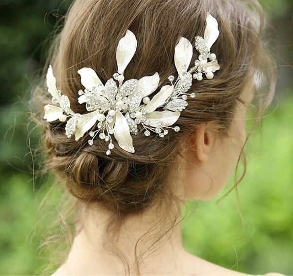 ヘアアクセサリー 髪飾り ヘッドドレス ブライダル ヘアクリップ 結婚式 卒業式
