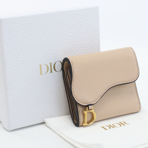 中古良品ディオールChristian Dior サドル ロータスウォレット レザー 三つ折り財布 S5652 CCEH M41G ランク：A us-2