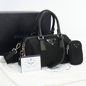 中古良品プラダPRADA トップハンドルバッグ　ブランド テスート 1BB846 　ブラック系　 ランク：A us-2 2WAY ショルダー レディース