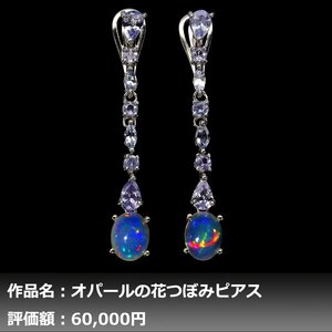 【1円新品】イケゾエガレ｜8.00ct 天然プレシャスオパール&タンザナイト ダイヤモンド K14WG仕上ピアス｜作家モノ｜本物保証｜NGL鑑別対応