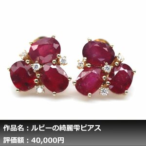 【1円新品】イケゾエガレ｜6.00ct 天然ルビー ダイヤモンド K14WG仕上ピアス｜作家モノ｜本物保証｜NGL鑑別対応