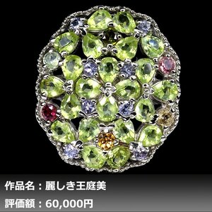 【1円新品】イケゾエガレ｜7.00ct 天然ペリドット&タンザナイト&トルマリン K14WG仕上リング 19号｜作家モノ｜本物保証｜NGL鑑別対応