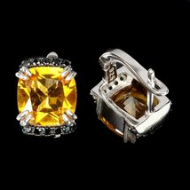 【1円新品】イケゾエガレ｜6.00ct 天然ゴールデンシトリン&ブラックスピネル ダイヤモンド K14WG仕上ピアス｜作家モノ｜本物保証｜NGL鑑別_画像6