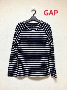 Gap ボーダー カットソー メンズSサイズ 紺色 白 長袖 ネイビー コットン