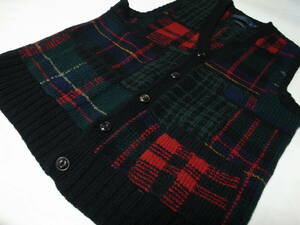 【送料無料】【美品】POLO RALPH LAUREN ポロラルフローレン★パッチワーク HAND KNIT VEST ハンドニットベスト★S