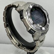 極美品 箱説タグ付 PROTREK PRW-2500T-7 タフソーラー 電波受信 電波ソーラー マルチバンド6 方位.温度.高度計搭載 メタルバンド チタン_画像6