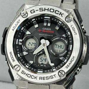 極美品 G-SHOCK GST-W310D-1AJF G-STEEL/Gスチール タフソーラー 電波受信 電波ソーラー マルチバンド6 アナデジ メタルバンド ブラック