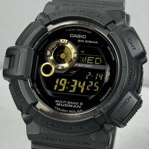 美品G-SHOCK GW-9300GB-1JF MUDMAN タフソーラー 電波受信 電波ソーラー マルチバンド6 ツインセンサー カーボンバンド ブラック ゴールド