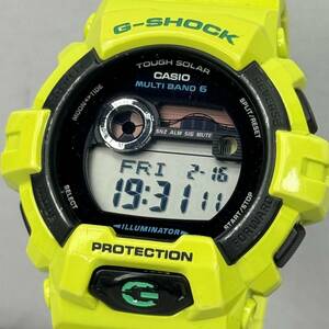 美品G-SHOCK GWX-8900C-3JF G-LIDE Gライド タフソーラー電波受信 電波ソーラー マルチバンド6 ブラック ライムグリーン LED搭載 月齢表示