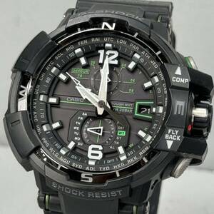 極美品 G-SHOCK GW-A1100-1A3JF グラビティマスター タフソーラー 電波受信 電波ソーラー マルチバンド6 方位計搭載 ブラック グリーン