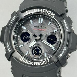 美品 G-SHOCK AWG-M100SBC-1AJF タフソーラー 電波受信 電波ソーラー マルチバンド6 ブラック 反転液晶 メタルコアバンド