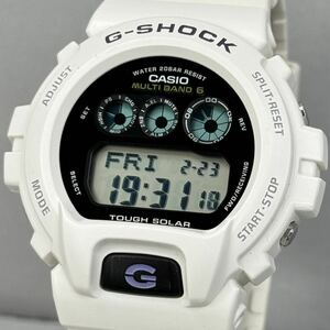 極美CASIO G-SHOCK GW-6900A-7JF タフソーラー 電波受信 電波ソーラー マルチバンド6 デジタル ホワイト ブラック 三つ目 オリジン