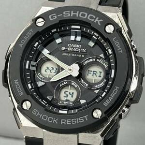 極美品 G-SHOCK GST-W300G-1AJF Gスチール G-STEEL タフソーラー 電波受信 電波ソーラー マルチバンド6 ブラック シルバー アナデジ