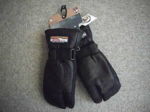 [ unused ]HESTRA glove 3-FINGER FULL LEATHER size 8 black *he -stroke la inner attaching tag attaching leather made man and woman use [ new goods ]