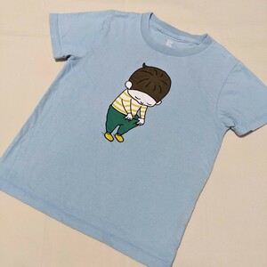 ☆SB59 Design Tshirts Store graniph グラニフ 130 男の子 男子 半袖 Tシャツ 水色 ヨシタケシンスケ おしっこちょっぴりもれたろう