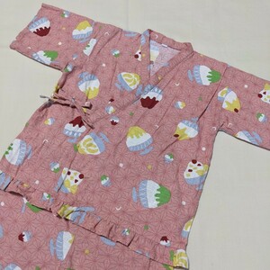 *SB62 child Kids 120 girl woman short sleeves jinbei top and bottom set pink smoky pink snow cone kakigori festival . day 