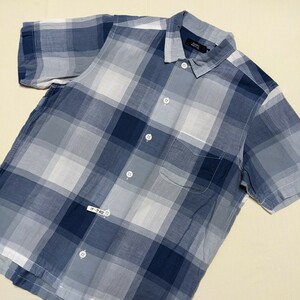 ☆SB107 SHIPS シップス メンズ S 半袖 シャツ ワイシャツ ブルー チェック 格子 薄手 シンプル カジュアル