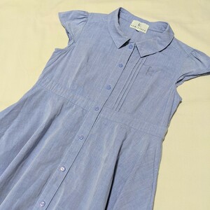 *FB90 KUMIKYOKU Kumikyoku formal TL 150 160 girl woman French sleeve One-piece light blue blue front opening 