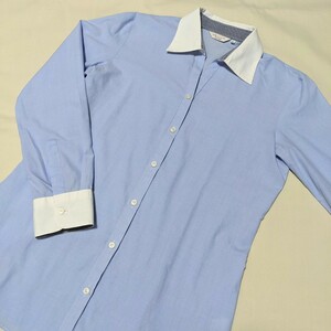 *FB92 ORIHICA RHYMEolihika formal lady's L long sleeve shirt blouse light blue blue white collar . collar business ceremony 