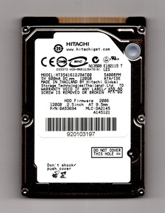 ☆ Hitachi 2.5インチ 120GB IDE HDD 中古 Disk25 ☆