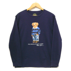 ◎POLO RALPH LAUREN ポロ ラルフローレン POLO BEAR ポロベアー 長袖 Tシャツ ロンT ロンティー XL クマ 綿 ネイビー 紺 メンズ ON5741