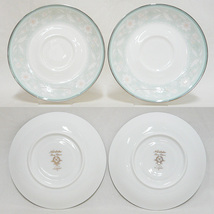 ◎美品 Noritake ノリタケ フェアモント 8点セット カップ＆ソーサー 2客 プレート 18cm 23cm 各2枚 花柄 ミントグリーン系 ON5750_画像3