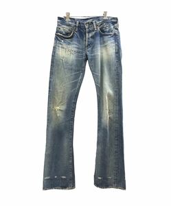 ヒステリックグラマー ダメージ×プリント ブーツカットデニム FC2978 メンズ サイズ28 スタッズ ブルー 4AP-2371 HYSTERIC GLAMOUR