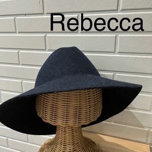 Rebecca レベッカ ウールハット WOOL HAT フェルトハット 中折れ イタリア製 ネイビー イタリアブランド 玉mc2534