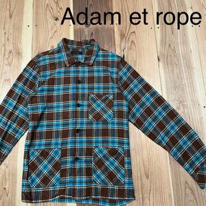 Adam et rope アダムエロペ ネルシャツ コットン 長袖 チェック 日本製 3ポケット サイズ42(M相当) 玉mc2547