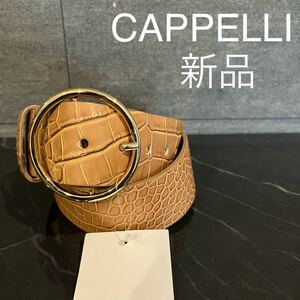 新品 CAPPELLI カッペリ イタリア製 レザーベルト 本革 カペリ カペッリ サイズ80 ベージュ ゴールド 定価8690 レディース 玉mc2592