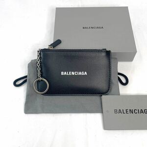 バレンシアガ コインケース ブラック キーリング付　ウィメンズ　BALENCIAGA 小銭入れ レザー パスケース コンパクト