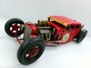 詳細不明 ブリキ製 ビンテージ カー RED HOT ROD 79 モデルカー (4245-235)