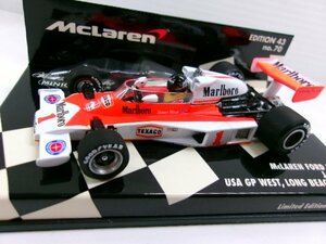 ミニチャンプス 1/43 マクラーレン フォード M23 #1 USA GP WEST LONG BEACH 1977 J.ハント タバコデカール仕様 (8179-553)