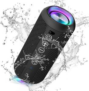 【新品】Ortizan Bluetoothスピーカー X10 ブラック 防水IPX7でワイヤレス30時間連続再生 24W出力 アウトドア お風呂 スマホ PC LEDライト