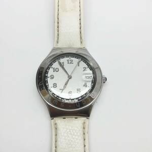 SWATCH IRONY Irony белый кожа / мужские наручные часы / батарейка заменена 