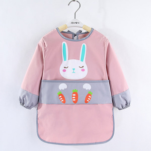 * pink × rabbit * 90cm * smock lykidaprn3 smock child smog apron baby apron long sleeve . meal apron playing put on 