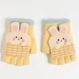 * rabbit × light yellow * Kids mitten with a hood .2way....skglovezc04 gloves Kids child 2way mitten hand .......