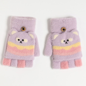 * bear × purple * Kids mitten with a hood .2way....skglovezc04 gloves Kids child 2way mitten hand .......