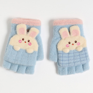 * rabbit × light blue * Kids mitten with a hood .2way....skglovezc04 gloves Kids child 2way mitten hand .......