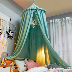 * green × frill *s Lee pin g curtain bed mosquito net yksxj5303 mosquito net stylish heaven cover Canopy heaven cover curtain mo ski to curtain 