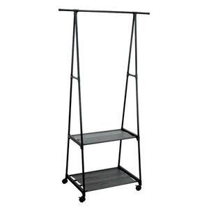 * black hanger rack 2 step slim mail order with casters . light weight hanger rack clothes .. pipe rack shelves steel non-woven construction construction 