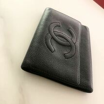 ◆◆◆シャネル CHANEL キャビアスキン ココマーク 三つ折り 正規品　イタリア製　大きめ　ゴールド金具　長財布 レザー_画像1