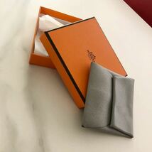 ◆◆◆エルメス HERMES コインケース レザー 正規品　パスティア　ヴォーエプソン　8.5＊8＊1 グレー　小銭入れ 箱付き_画像1