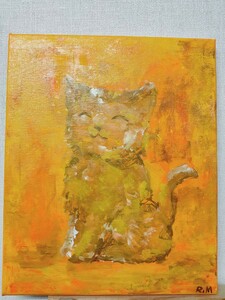 Art hand Auction cat in the sun orange, painting, watercolor, animal drawing