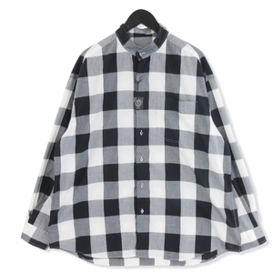 未使用 Porter Classic ポータークラシック 長袖チェックシャツ PC-016-2474 BLOCK CHECK STAND COLLAR SHIRT 黒 2 タグ付き 20018385