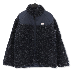 CALEE キャリー ボアフリースジャケット 総柄 BOA FLEECE NYLON JACKET 日本製 ネイビー M 22000193