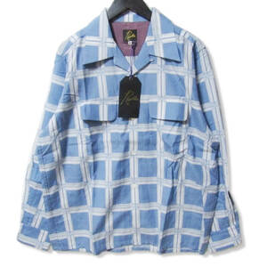 未使用 Needles ニードルス 長袖シャツ MR179 Classic Shirt - R/C Lawn Cloth パピヨン オープンカラー ブルー M 27105143