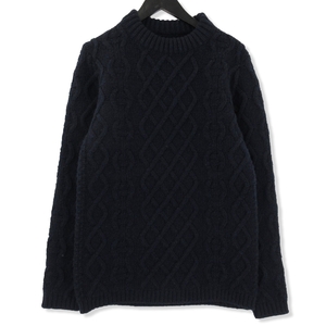 未使用 WESTRIDE ウエストライド ニット CHAIN CABLE KNIT セーター ケーブルニット ウール 日本製 ネイビー L 71008722